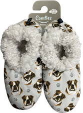 Comfies Womens Bulldog Dog Slippers - Sherpa Lined Animal Print Booties