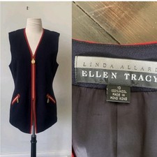 Vintage Equestrian Striped Wool Vest 1990  s Preppy Zip Up Bloyse