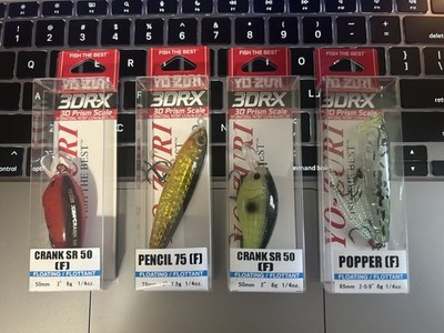 4 yo zuri 3dr-x 3d Prism Scale Crank SR, Popper, Pencil floating lures