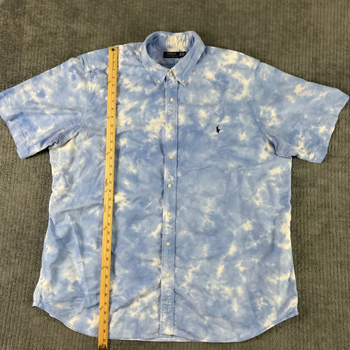 Polo Ralph Lauren Shirt Men Size 3XLT Tie Dye Blue Button Up Short Sleeve - Picture 6 of 12