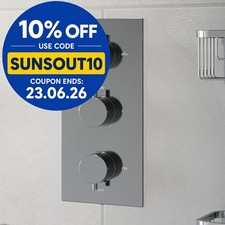 Thermostatic Round Control Concealed Shower Valve Triple Outlet Chrome Finish
