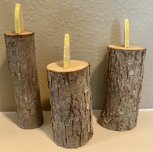 Set Of 3 Handmade Faux Folk Art Candles Country Farmhouse Holidays Rustic - Picture 3 of 5
