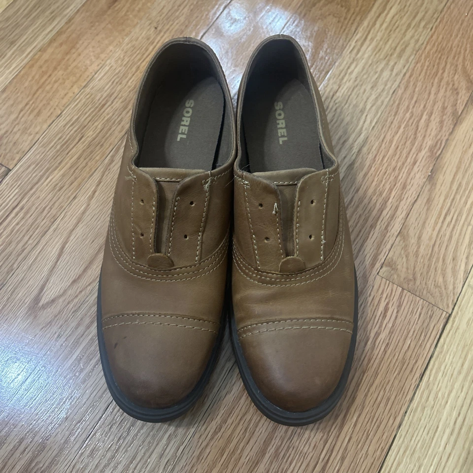 Sorel 2232-286 Light Brown Leather Cap Toe Lace Up Womens 6.5 Cushioned Oxfords - Imagem 4 de 4