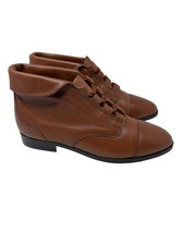 Vintage 90s Prima Royale Brown Leather Ankle Lace Up Boots US 8.5