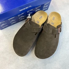 Birkenstock Boston Suede Soft Footbed Leather Mocha Comfort Shoes 37-45 New Gift