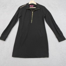 Lilly Pulitzer Dress Womens Small Black 1/2 Zip Knit Gold Zip Trim Casual Preppy