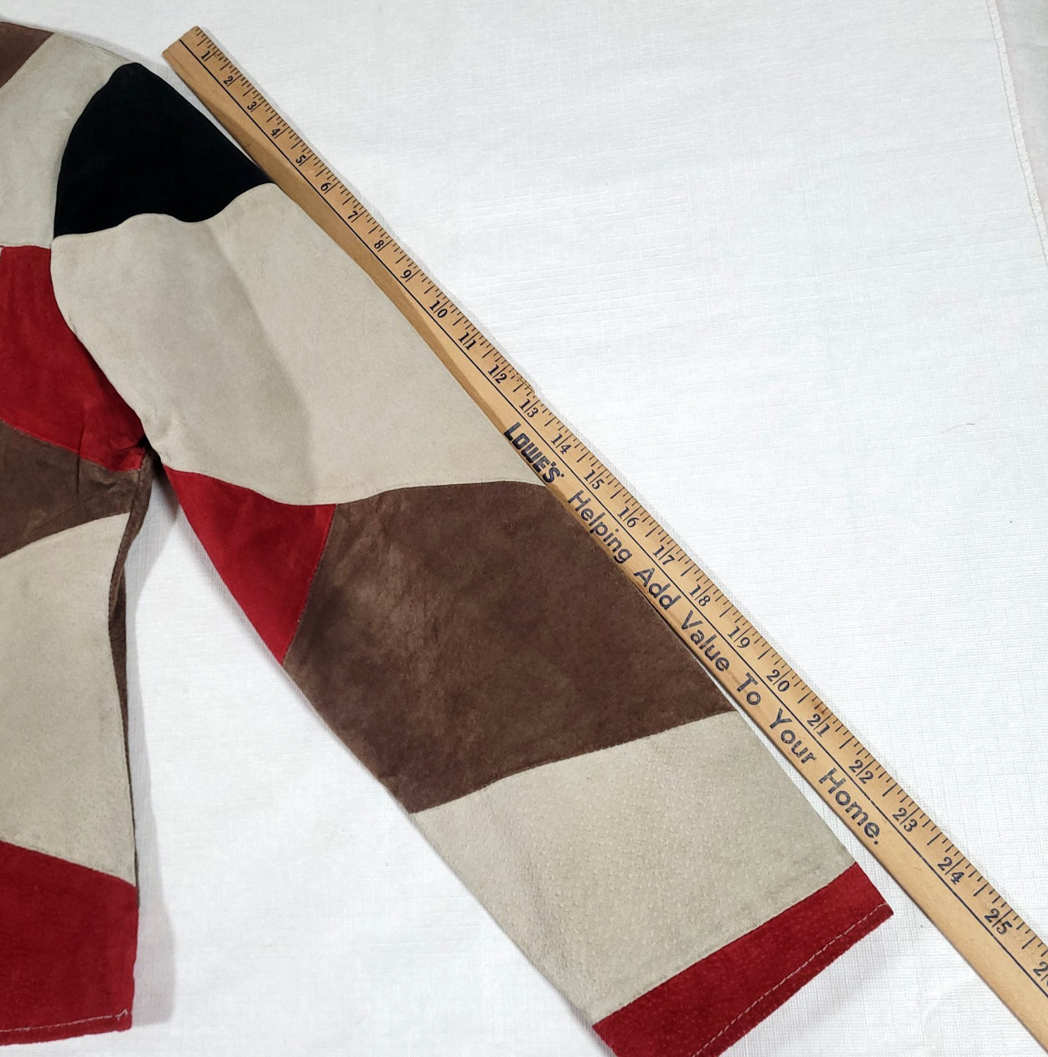 Y2K Patchwork suede Leather Fitted Jacket Karen A… - image 9