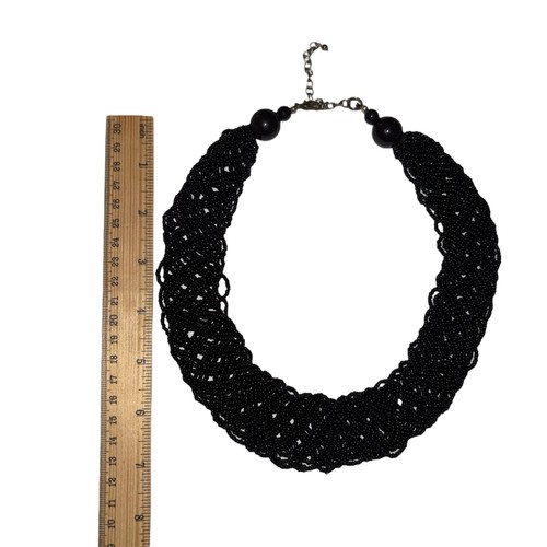 COLLANA INTRECCIATA CON PERLINE SEMI NERI - Foto 5 di 5