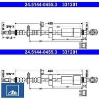 2X Bremsschlauch ATE 24.5144-0455.3 2 BremsschläUche Rechts Links Vorne