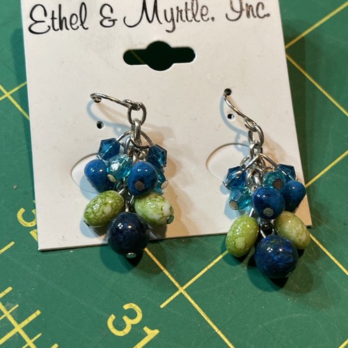 Ethel & Myrtle Bold And Beautiful Beaded Necklace Green Blue Statement Pendant - Picture 16 of 16