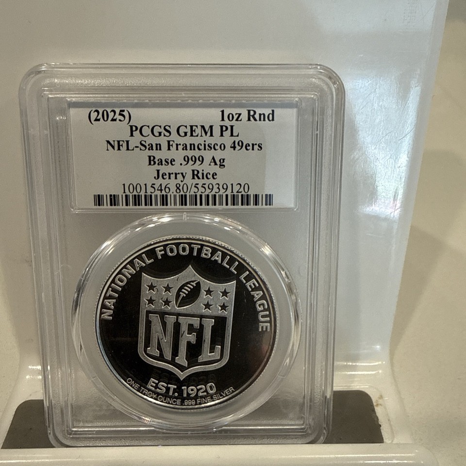 Jerry Rice Signed 1oz silver coin .999 San Fransico 49ers PCGS GEM PL ...