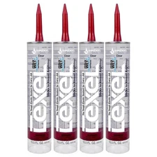 Sashco Lexel 4 Pack 10.5 oz Kitchen Bath Clear Paintable Adhesive Caulk - 13010
