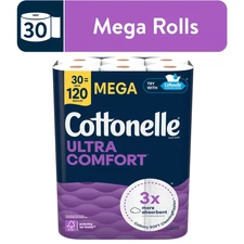 Cottonelle Ultra Comfort Toilet Paper, Soft Toilet Tissue, 30 Mega Rolls