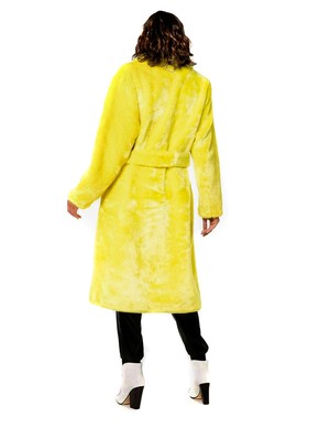 Tibi Bright Yellow Faux Fur Belted 