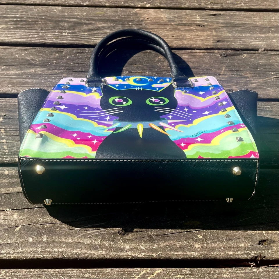 Large Studded Shoulder Purse | Nocturnal | Black Cat With Spiked Punk Collar - Image 3 of 4