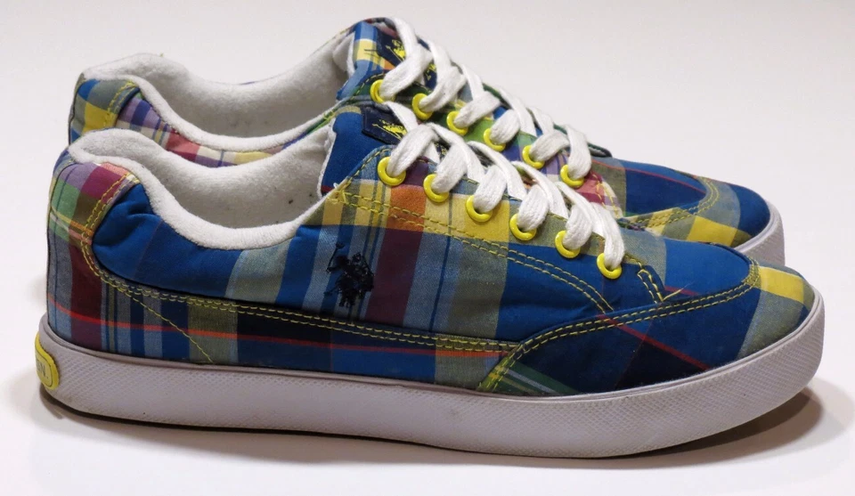 Polo Assn. dos EUA Tênis feminino tamanho 11M multicolorido tecido xadrez moda - Imagem 4 de 4
