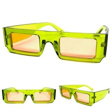 Classic Modern Retro Party Club Raver DJ SUN GLASSES Thick Green Frame Pink Lens