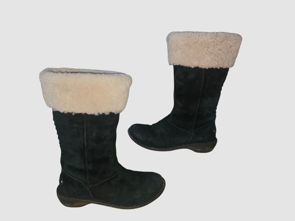 UGG Karyn Suede and Sheepskin Cuff Tall Winter Boots Size