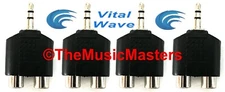 (4) 3.5mm 1/8" Stereo Male Plug to Dual RCA Jacks (F) Audio Cable Adapters VWLTW