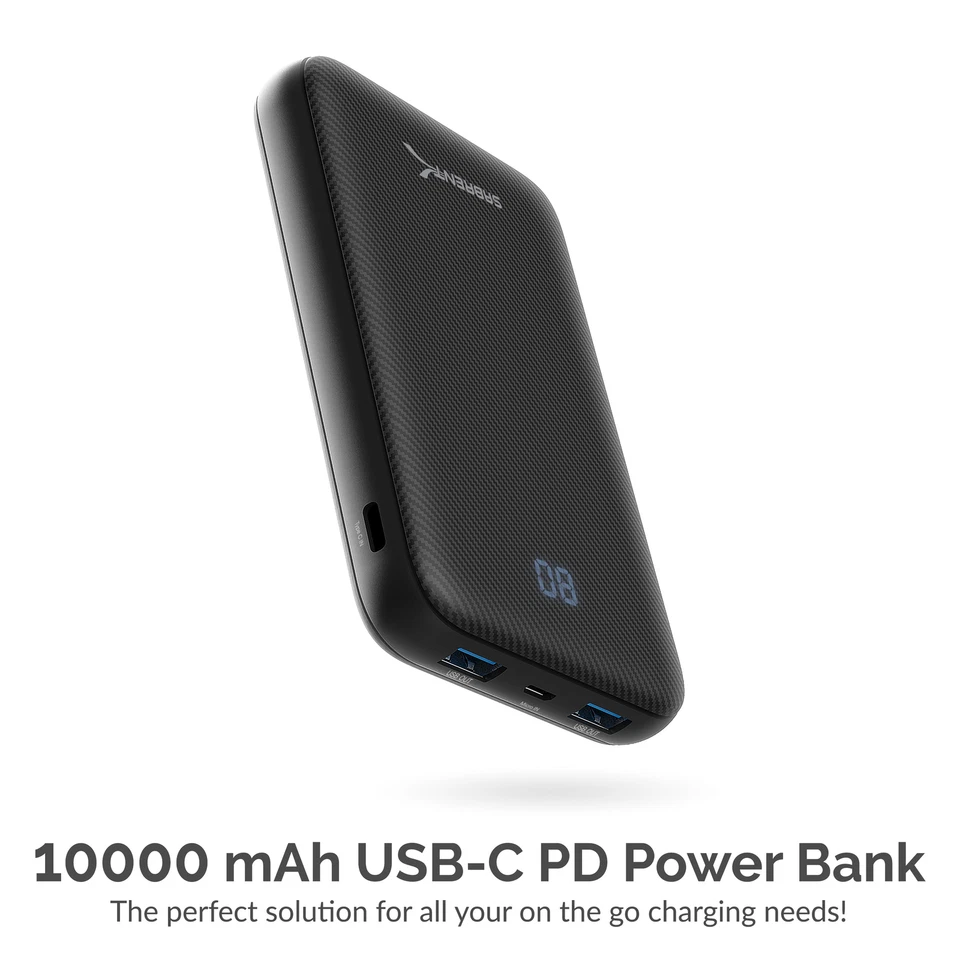 Sabrent 10000 mAh USB C 18W PD Power Bank Portable Charger (PB-Y10B) - Image 2 of 4