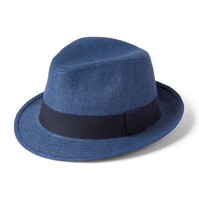 Failsworth Paperstraw Trilby Hut Toyo-Stroh 100% Papier Marineblau Größen S-XL