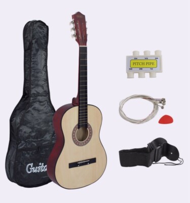 38 Inch Wooden Beginners Acoustic Guitar with Guitar Case, Strap and Pick Natura