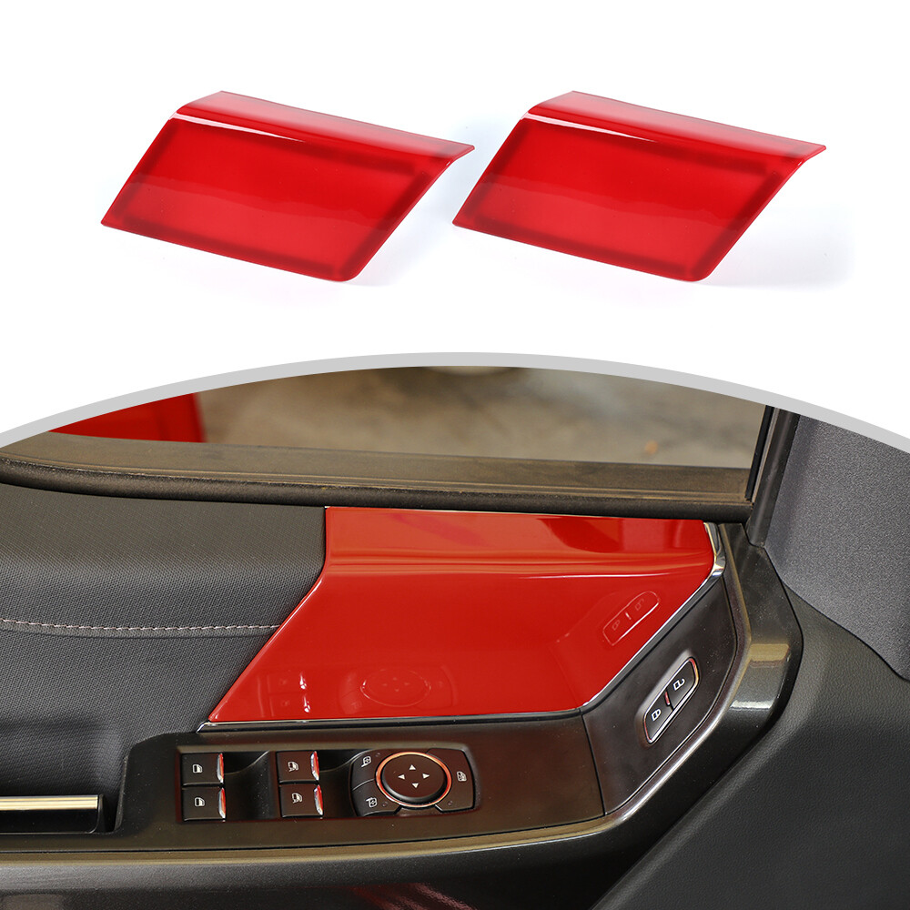 Interior Front Door Panel Handles Cover Trim For Ford F150 2021+ Red Accessories