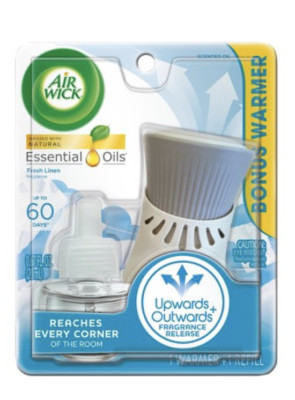 Air Wick Essential Oils Starter Kit, Fresh Linen, Warmer + 1 Refill