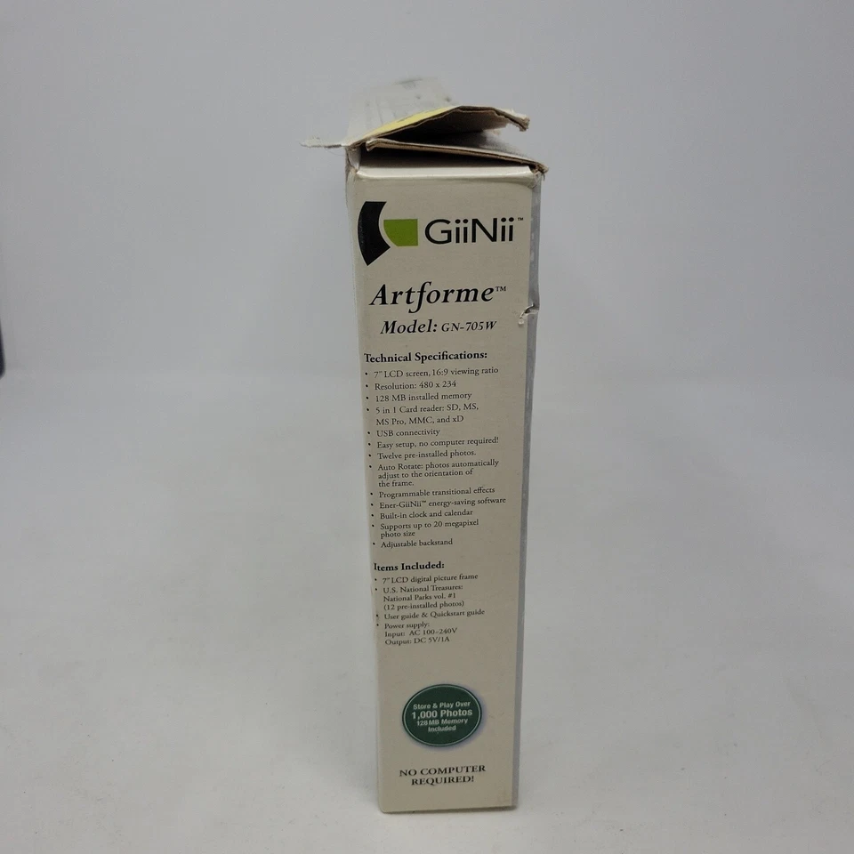 GiiNii Artforme 7-inch Digital Picture Frame With Real Wood GN-705W 1000 Pics - Image 2 of 4