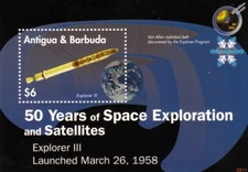 NASA EXPLORER III Satellite Spacecraft Space Stamp Sheet (2008 Antigua)