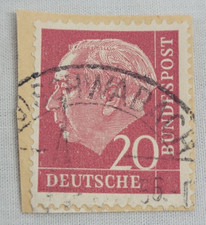 GERMANY ~ Deutrche/Bundespost ~ 20 Saufend Red Stamp ~ Posted ~ c.1954 ~ Y37