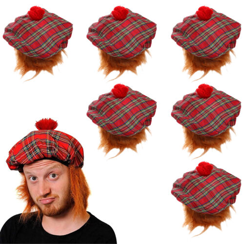 TAM O'SHANTER HAT HAIR SCOTTISH TARTAN FANCY DRESS EUROS 2024 SCOTLAND LOT - Picture 1 of 12