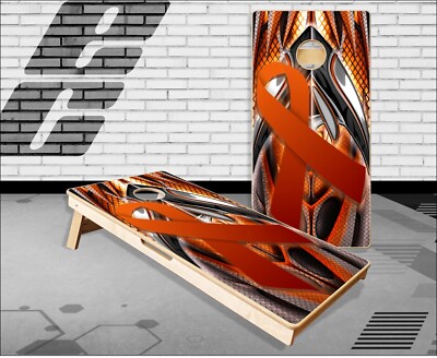 Orange Ribbon Cornhole Boards Bean Bag Toss Game