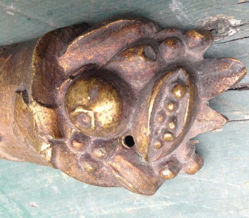 19C BRONZE LOUIS XV FURNITURE FRONTISPIECE CORNICE CORNUCOPIA POMEGRANATE LAUREL - Image 4 of 4