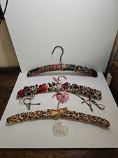 Padded Satin Fabric Covered Hangers Non Slip Floral Ribbon Lot Of 3 Mix Patterns