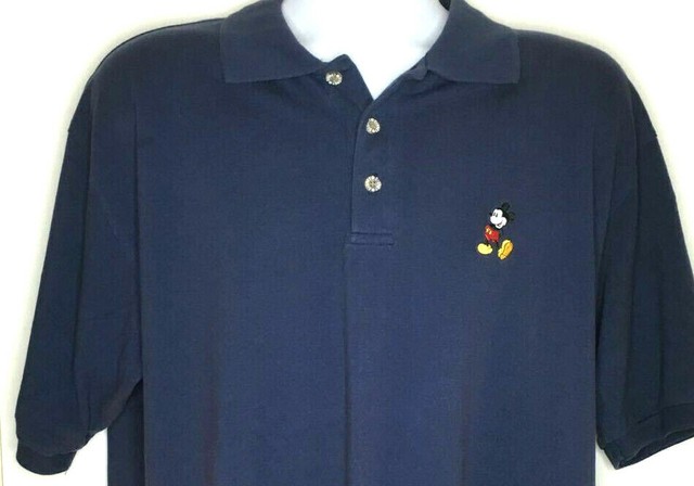 Walt Disney World Embroidered Mickey Mens Polo Shirt Navy Size Medium | eBay