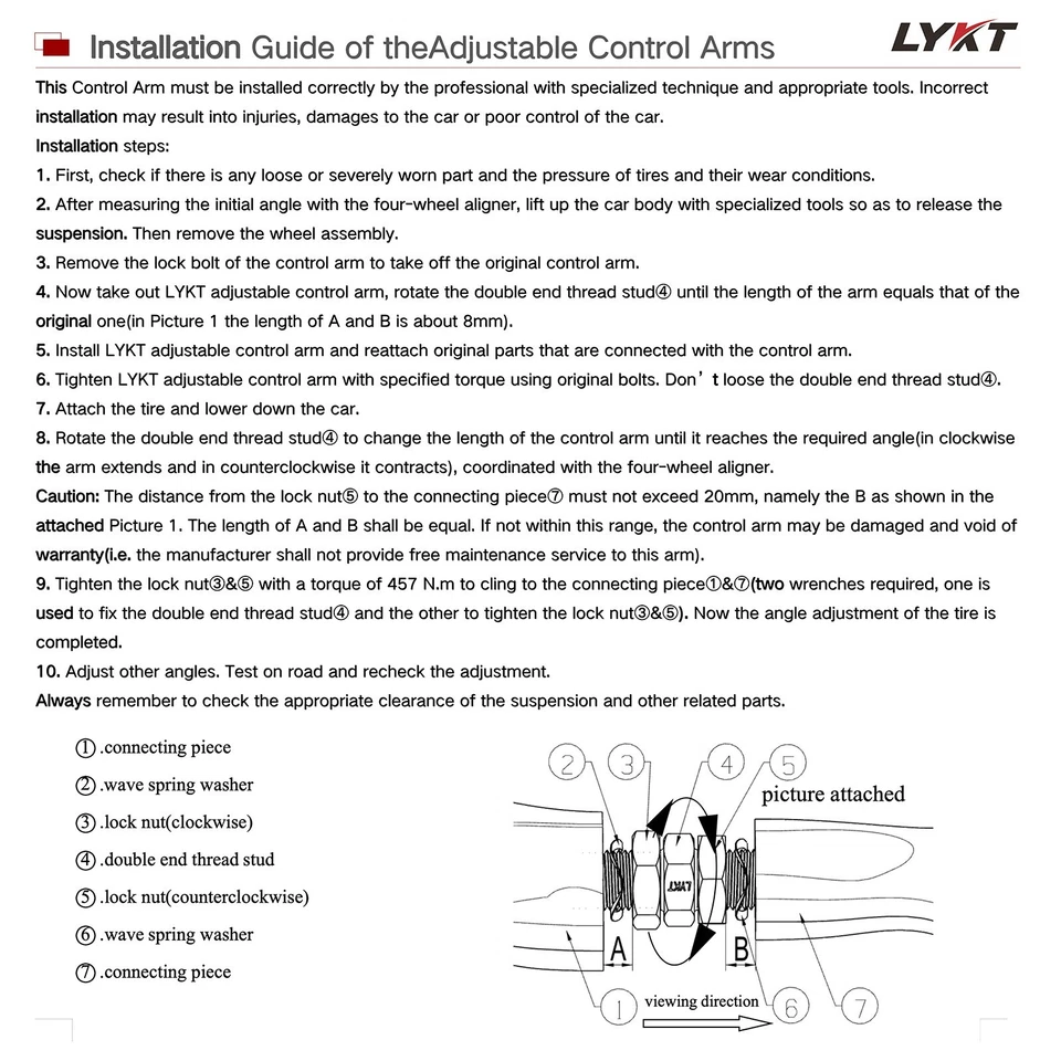 LYKT 4pcs Front Adjustable Upper Control Arms Kit For Audi A4 RS5 S4 A5 A6 S5 Q5 - Image 3 of 4