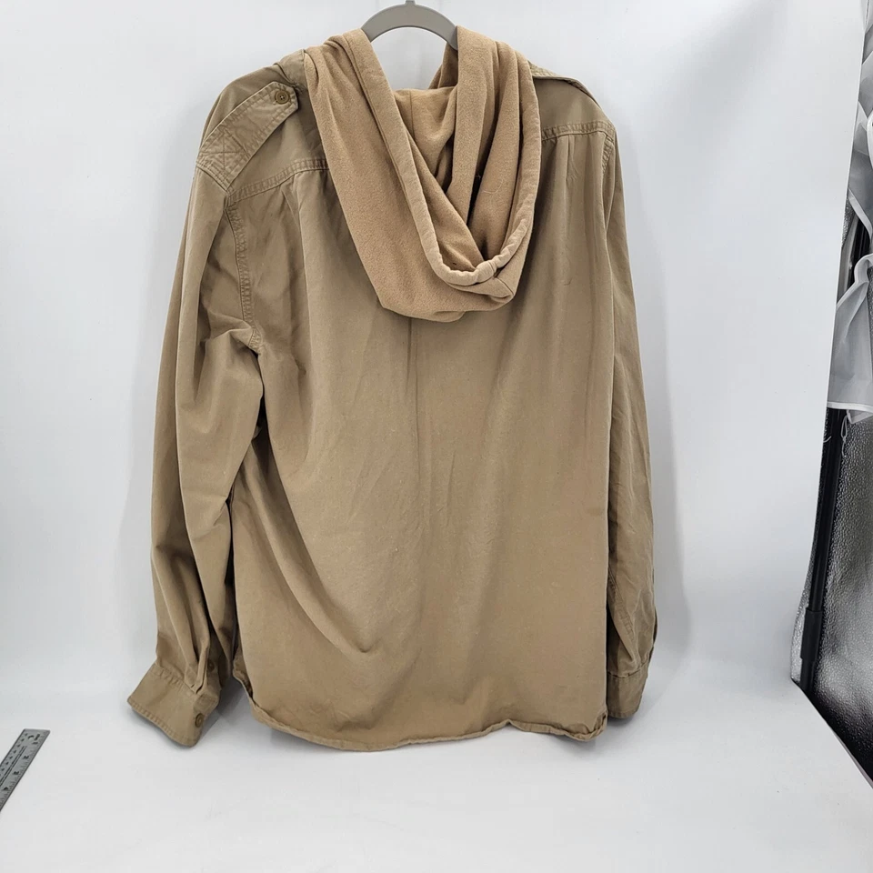 DENIM & SUPPLY RALPH LAUREN Camisa Chaqueta Para Hombre XXL Tostada Con Sudadera con Capucha Foto 2 de 4