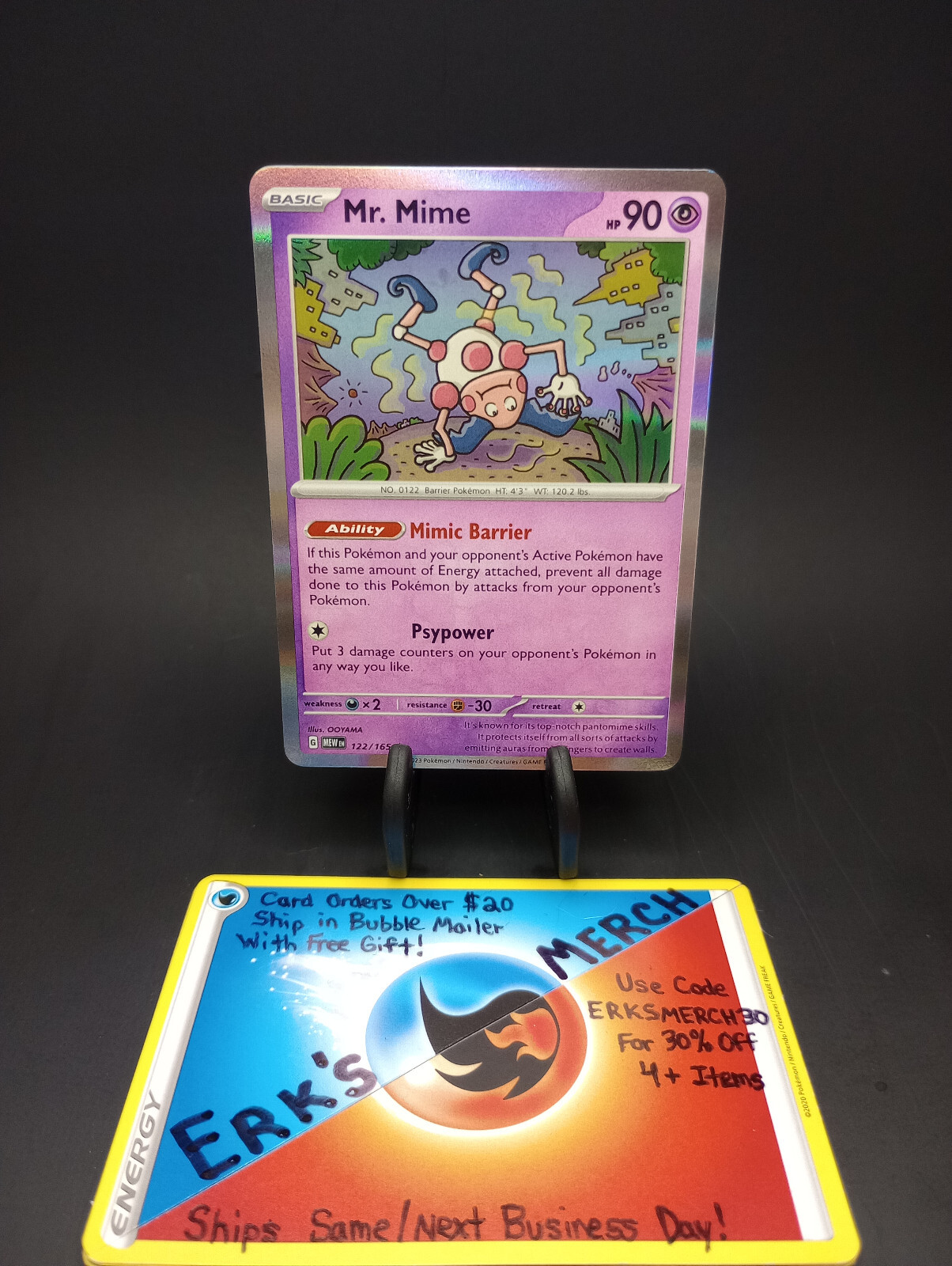 Mr. Mime 122/165 English 151 Holo Rare Pokemon Card 
