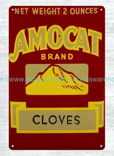 Vintage reproduction Amocat Tacoma Wa Cloves Spice metal tin sign