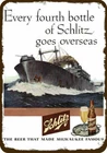 1945 SCHLITZ Beer & WWII War Ship Vintage-Look DECORATIVE REPLICA METAL SIGN