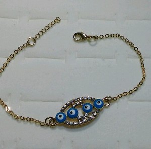 Authentic 14k Gold Plated Best Hamsa Evil Eye Good Luck Nazar Designer Bracelet 7.5 in
