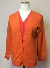 THALIAN XTRACT Womens Cotton Double Cardigan Double Color Orange Coral Size M