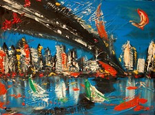 NEW YORK   MODERN ABSTRACT POP ART ORIGINAL PAINTING STRETCHED 6RrTYwdJ8