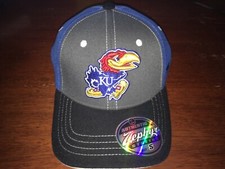 Kansas Jayhawks Stretch Fit Hat (Baseball Cap) Small Tri Color