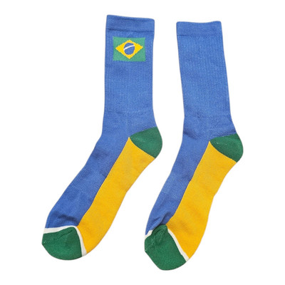 HYP Men s Brazil Flag Dri-Fit Cushioned Crew Socks Blue Shoe Size Large (10-13)