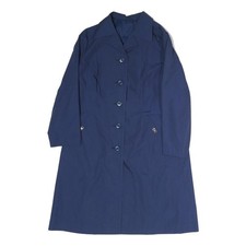 Womens Blue Plain Button Cotton Regular Jacket L Classic Button Closure