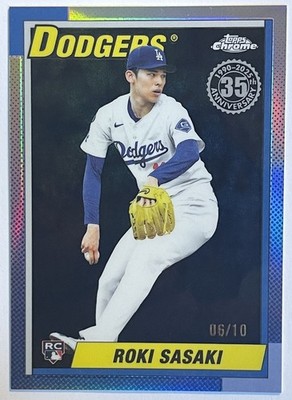 2025 Topps Chrome Update Roki Sasaki Rookie 35th Anniversary Black 6/10 