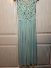 David's Bridal Women's Mint Green Sleeveless Lace Bridesmaid Dress Sz 2
