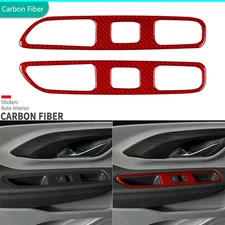 Red Carbon Fiber Rear Window Lift Switch Panel Cover Trim For GMC Terrain 18-24